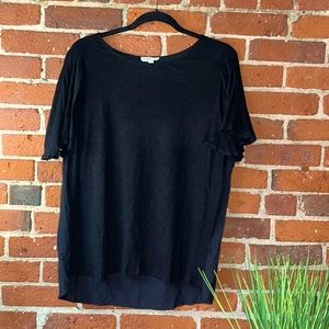 Gilli Shirt Two-Toned Flutter Sleeve Black, Size 1x